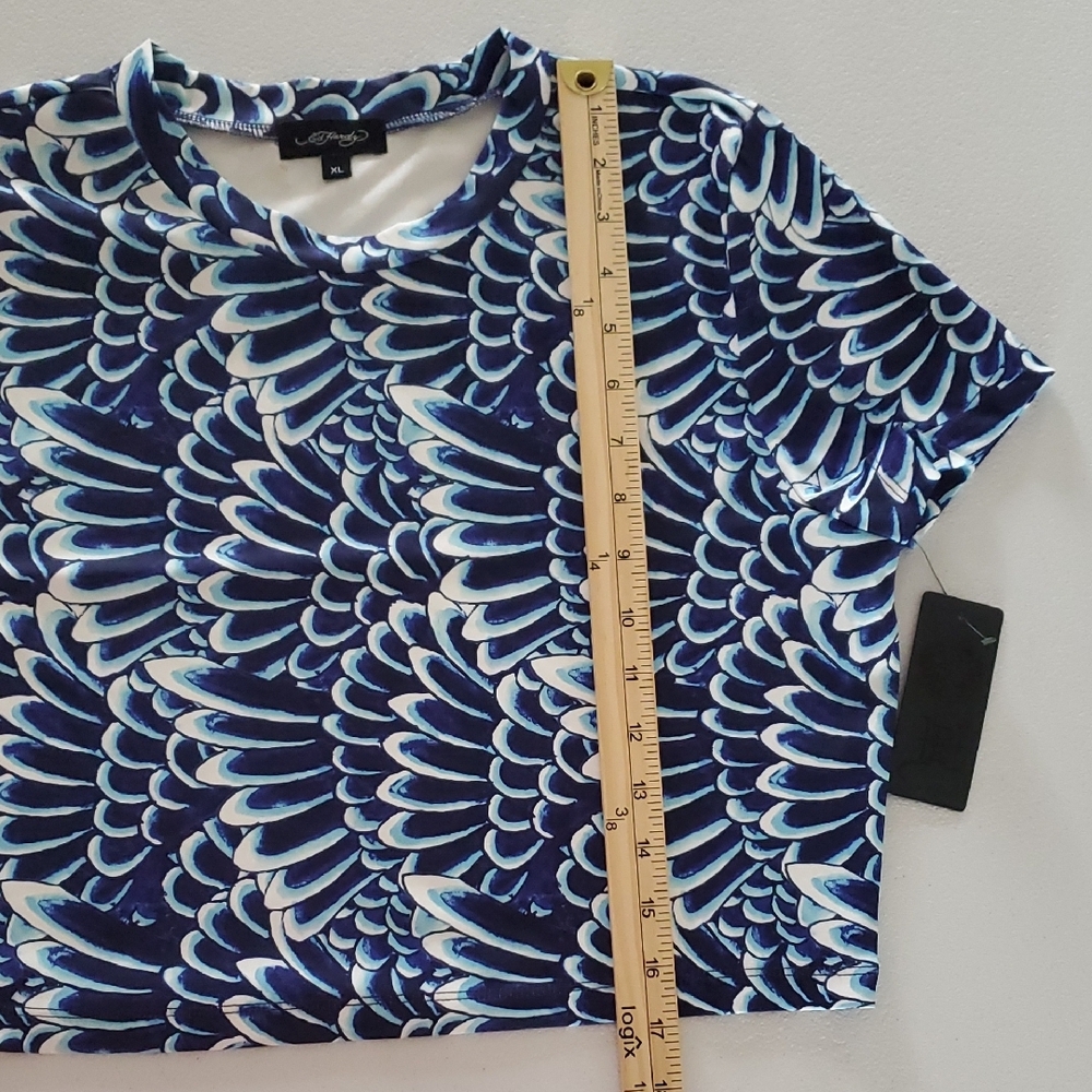 Ed Hardy Blue Patterned Women's Crop Top XL New - Picture 8 of 9